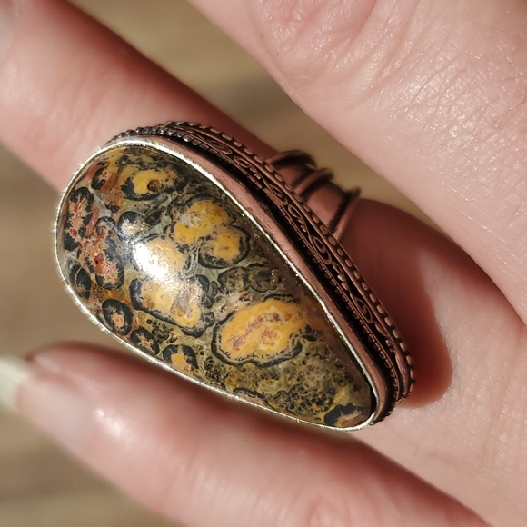New Leopard Skin Jasper 925 Silver Ring. - Picture 12 of 12